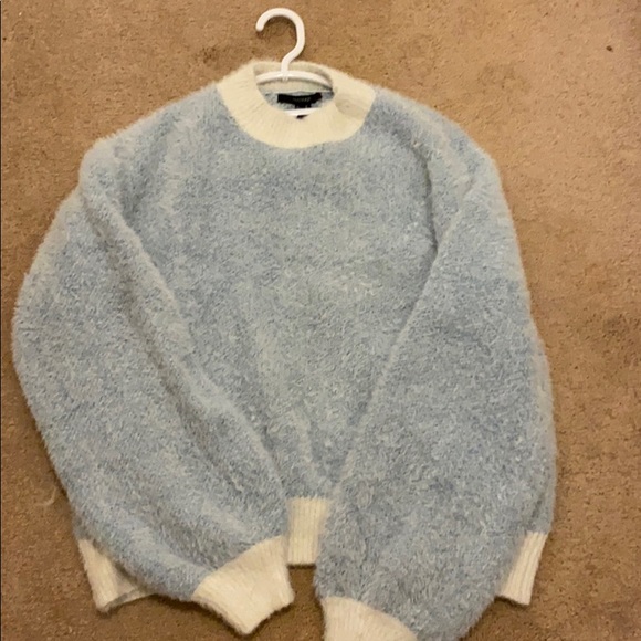 Forever 21 Blue and White Fuzzy Sweater - Picture 5 of 5